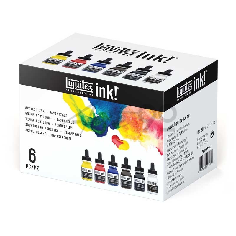 Set Acrilico Ink - Colori Essenziali, 6 Flaconi da 30ml
