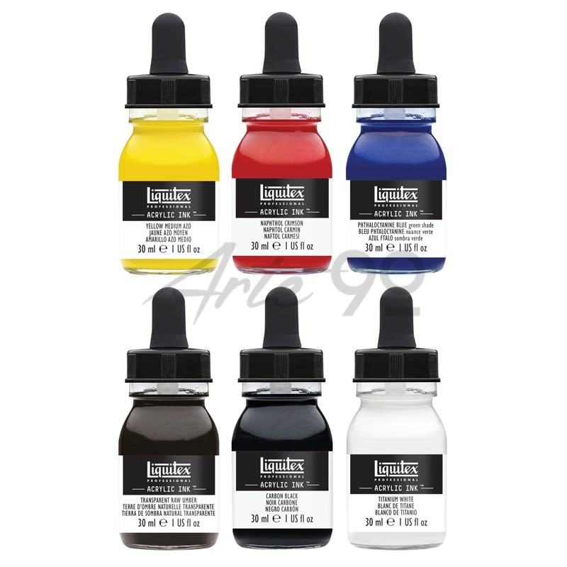 Set Acrilico Ink - Colori Essenziali, 6 Flaconi da 30ml