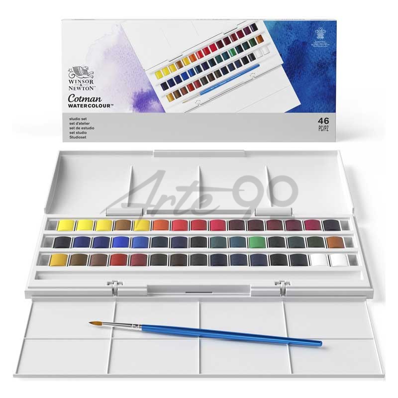 Set acquerelli Winsor & Newton COTMAN da 45 mezzi godet