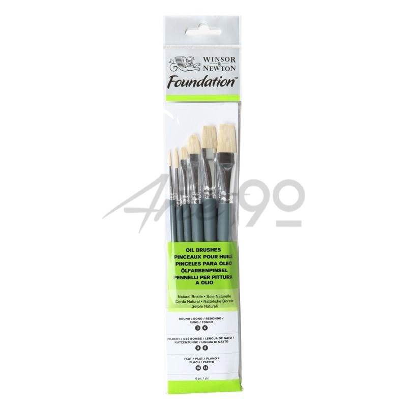 Set 6 Pennelli Foundation x olio M. Corto (tondi n. 3-6, l.gatto n. 3-6, piatti n. 10-14)