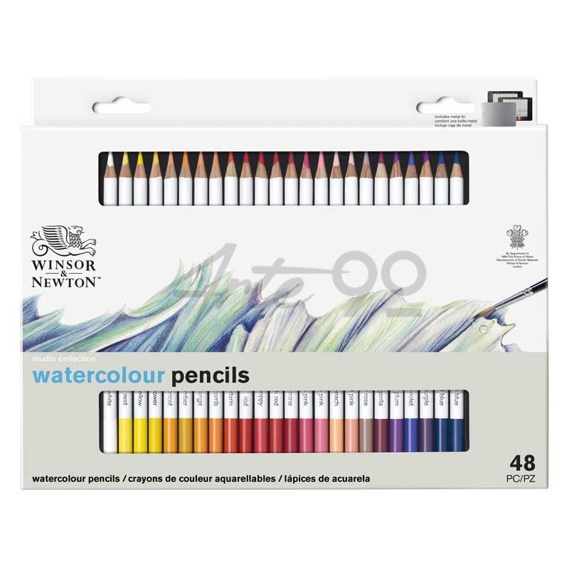Set 48 matite acquarellabili, Scatola in metallo