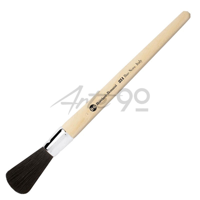 Pennello S.251 Bombasino in Bue Nero Naturale, Manico corto in legno